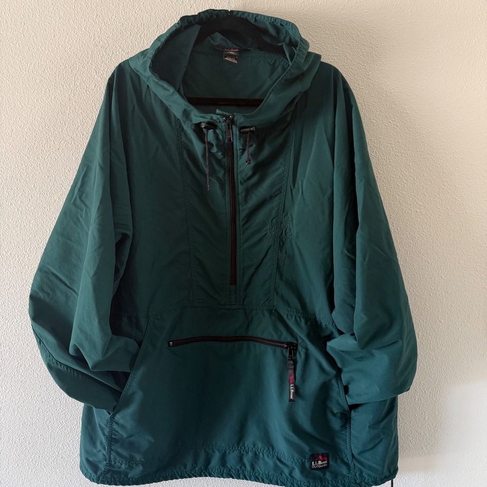LL Bean Outdoors Anorak Vintage Windbreaker Mens XXL Green Y2K Pullover Half Zip